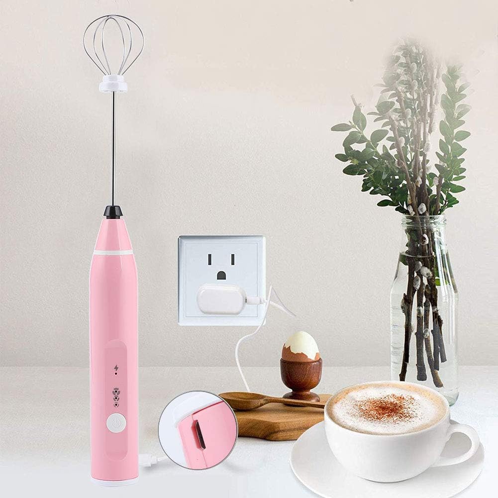 Electric Milk Frother Rechargeable Egg Whisk Coffee Blender Milk Frother Handheld Egg Whisk Electric Egg Whisk Milkshake Maker Stirrer Quick Stirring Tools for the Kitchen(coral)