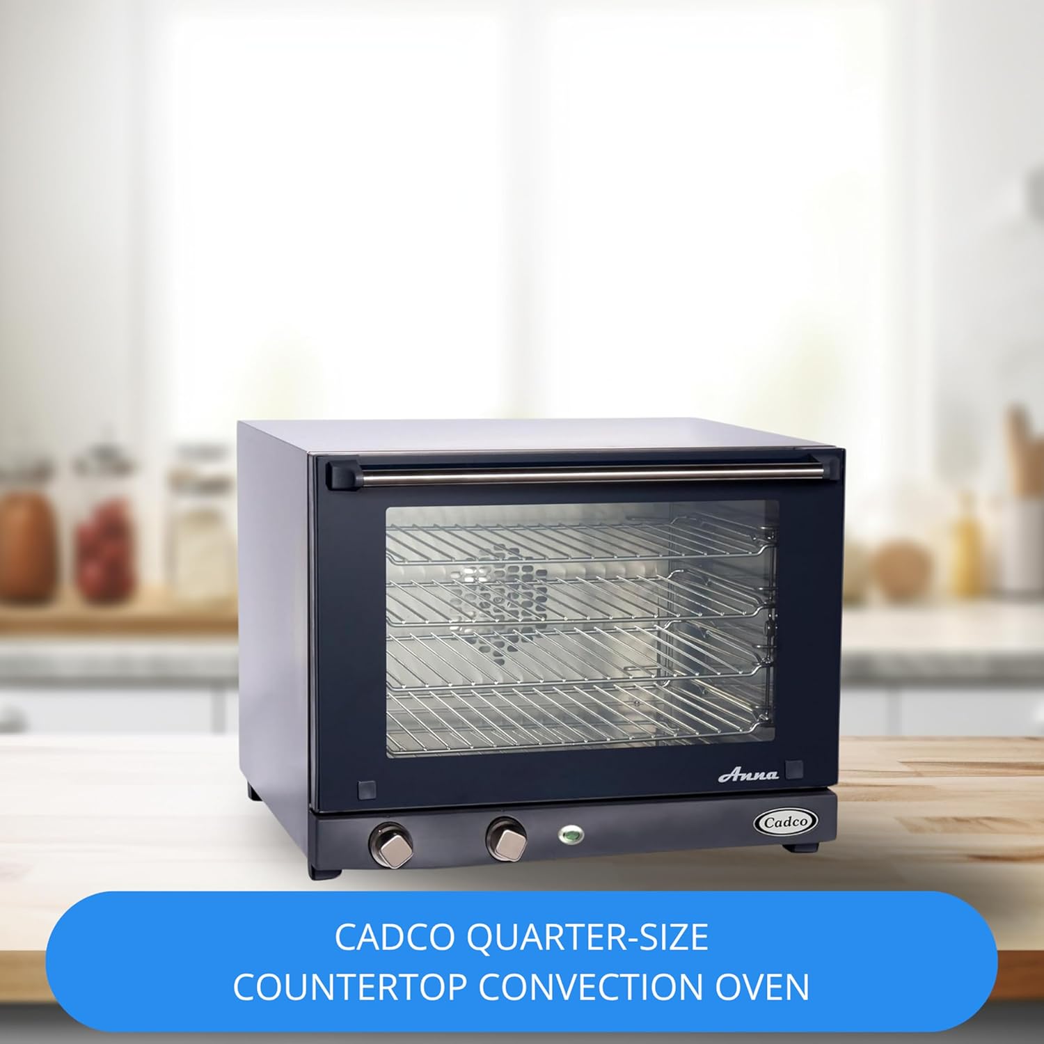 Cadco OV-023 Compact Half Size Convection Oven with Manual Controls, 208-240-Volt/2700-Watt, Stainless/Black, For Commercial Use, 120 lbs.