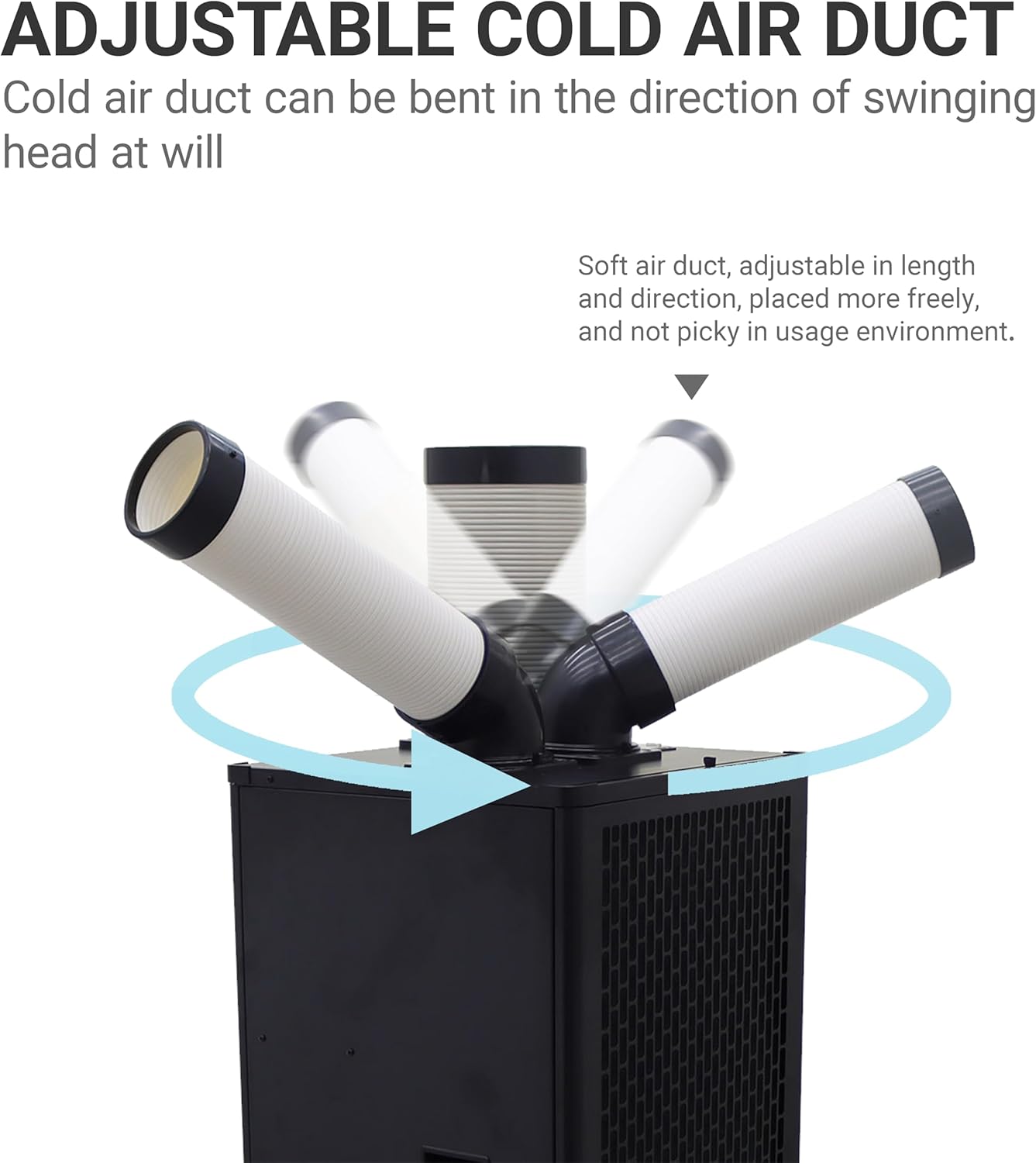 12000BTU/H Industrial Spot Cooler Air Conditioner Industrial Air Conditioner with 1.3Gal Water Tank Commercial Portable Mobile Spot Cooler Double Ducts 1.1KW 110V