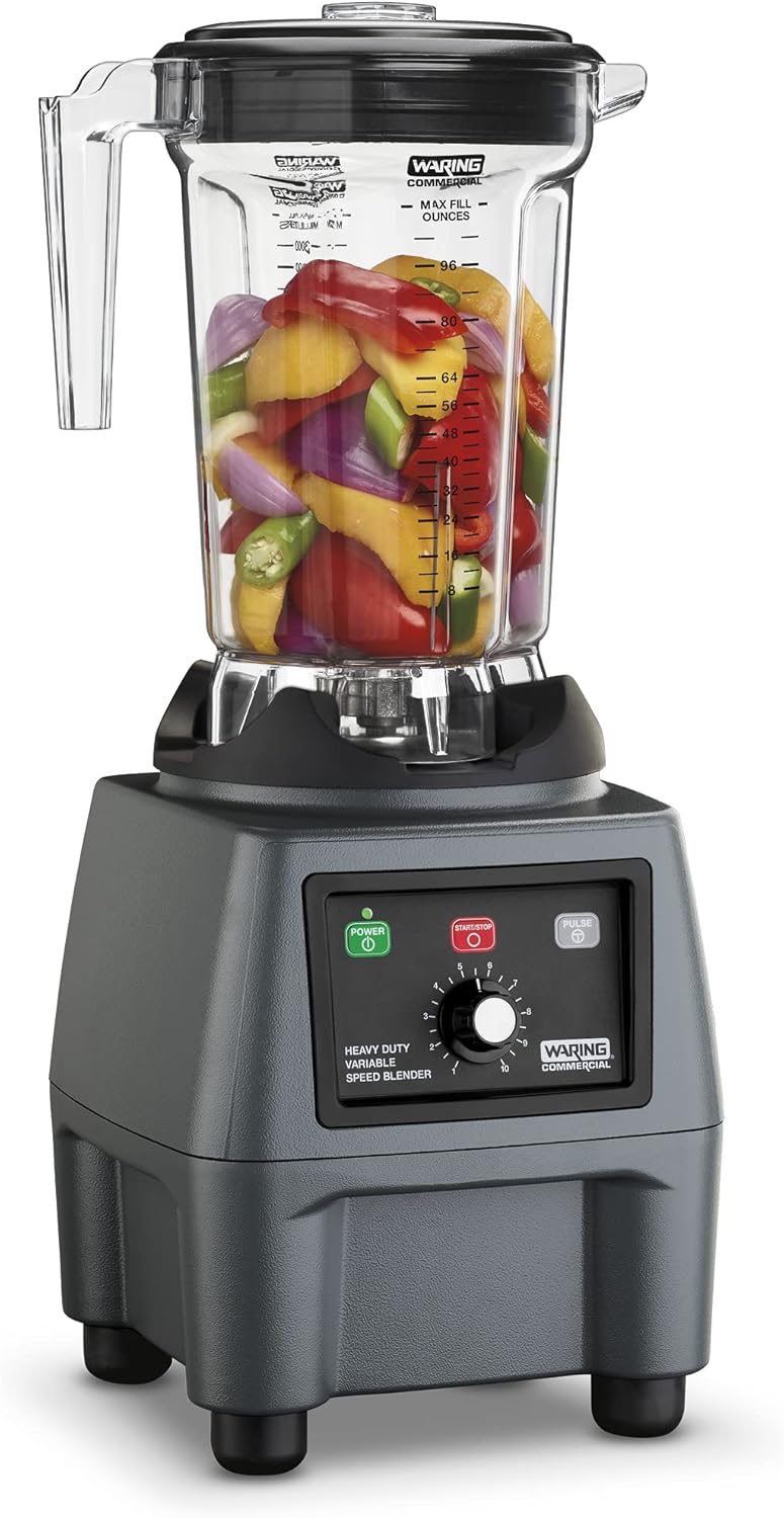 Waring Commercial CB15VP Ultra Heavy Duty 3.75 HP Blender, Electric Touchpad Controls with Variable Speed, BPA Free Copolyester 1 Gallon Container, 120V, 5-15 Phase Plug, Gray