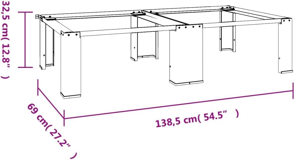 vidaXL Sturdy Steel Washing Machine Pedestal with Pull-Out Shelf, Universal Fit for Standard Machines, Floor Protection Rubberised Feet, White.