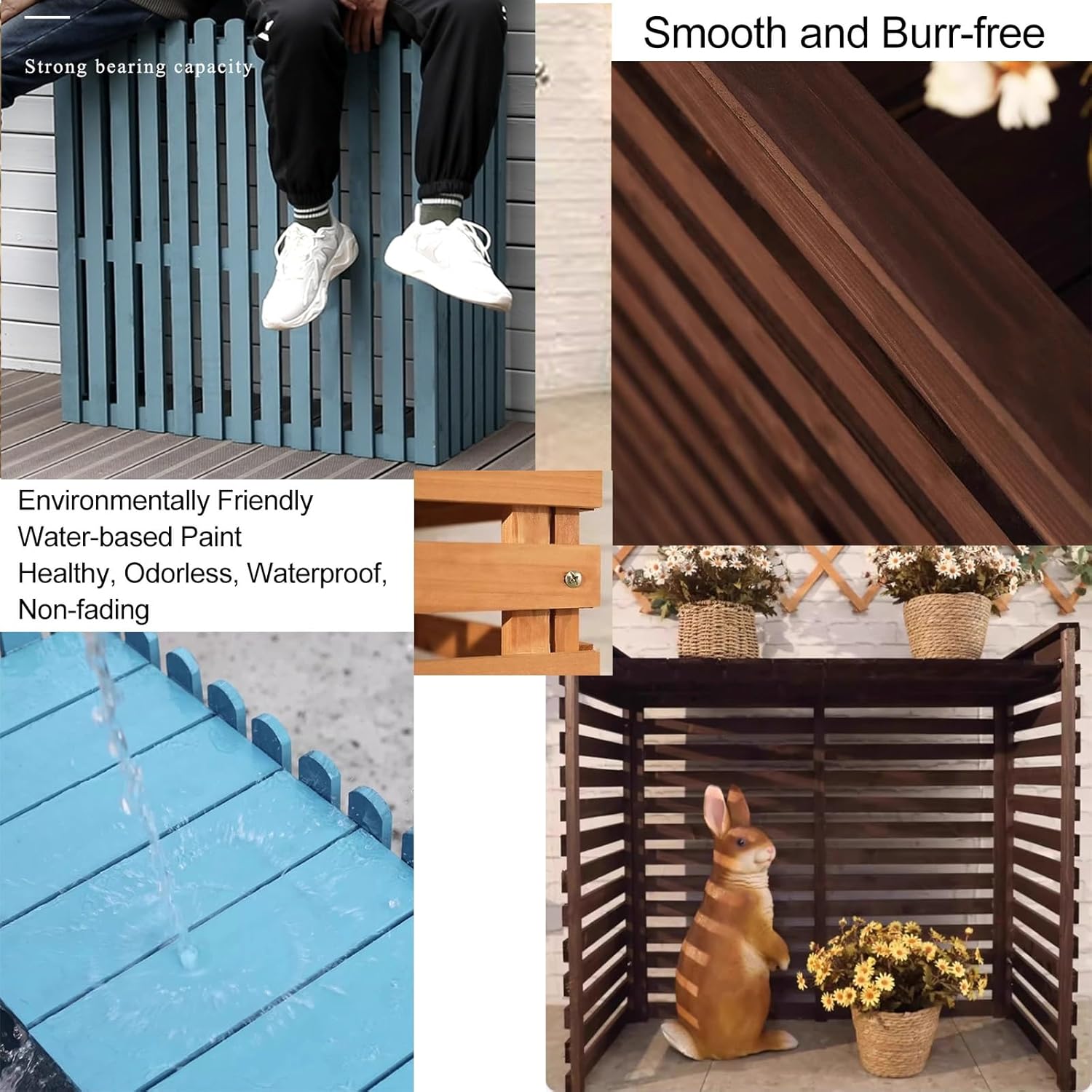 Outdoor Air Conditioner Cover Wood Ac Covers for Outside Decorative Ac Unit Cover Air Conditioner Covers for Outside Fence Blue A 105 * 45 * 100Cm