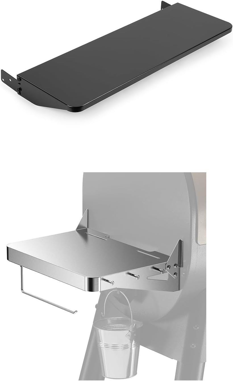 Stanbroil Folding Front Shelf and Stainless Grill Side Shelf Fits Traeger Pro 780, Grill Accessories to Add Storage Space