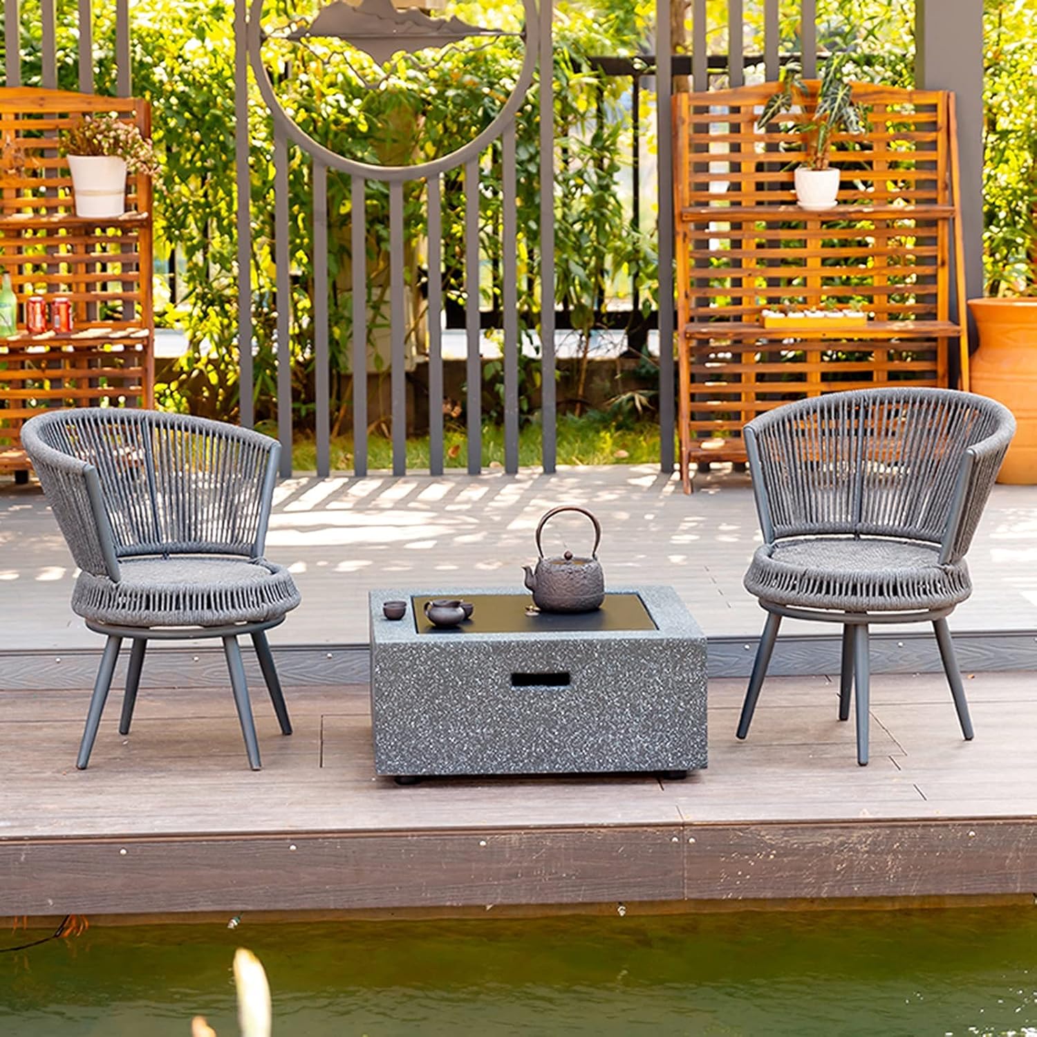 Fire Pit Outdoor fire Pit, 28-inch Square Wood-Burning fire Pit, with Spark Screen, Fireplace Poker, Barbecue Set