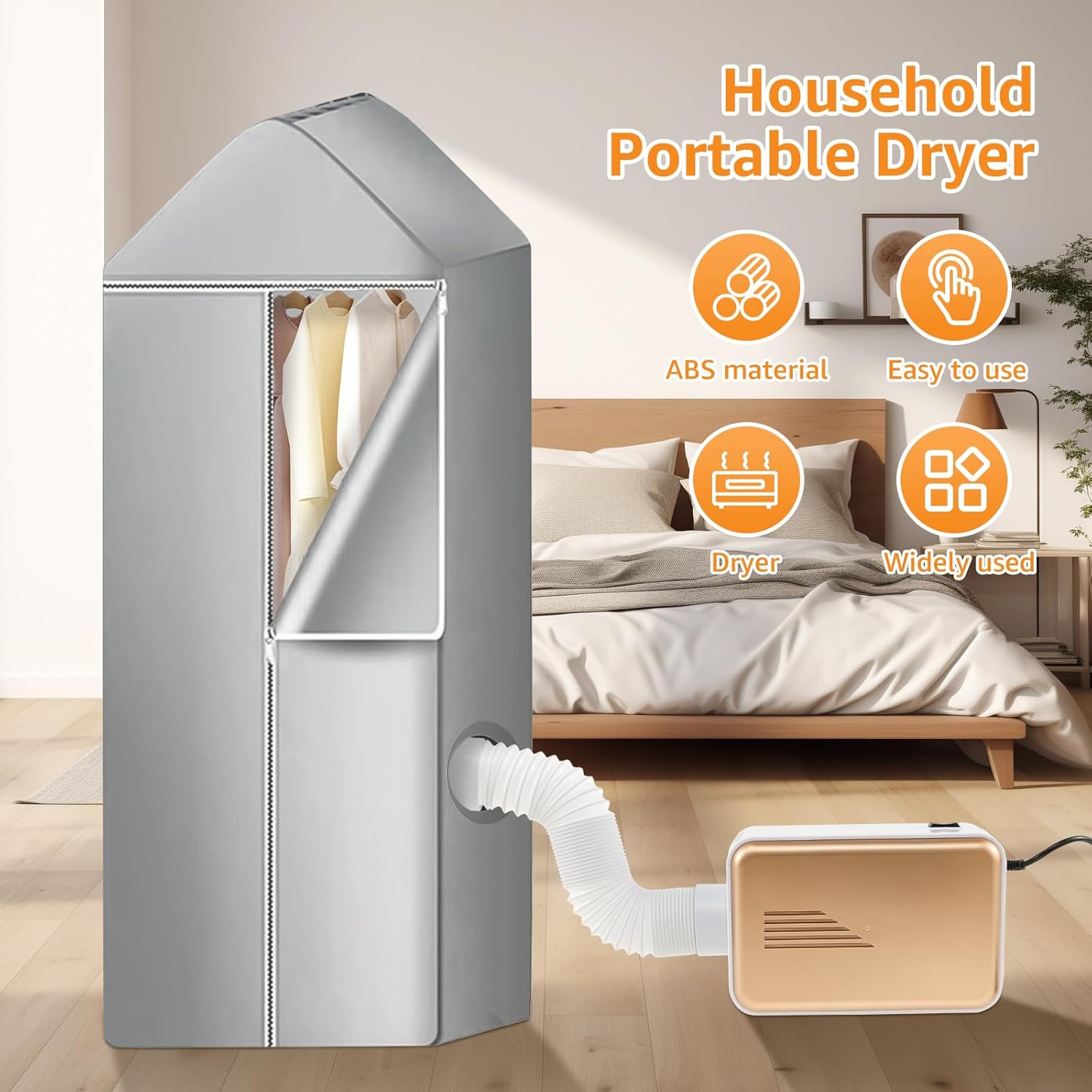 Portable Clothes Dryer, 600W Efficient Clothes Dryer, Small Compact Foldable Electric Drying Machine, Folding Mini Dryer Machine for Home Apartment Dormitory (Cloth-covered)