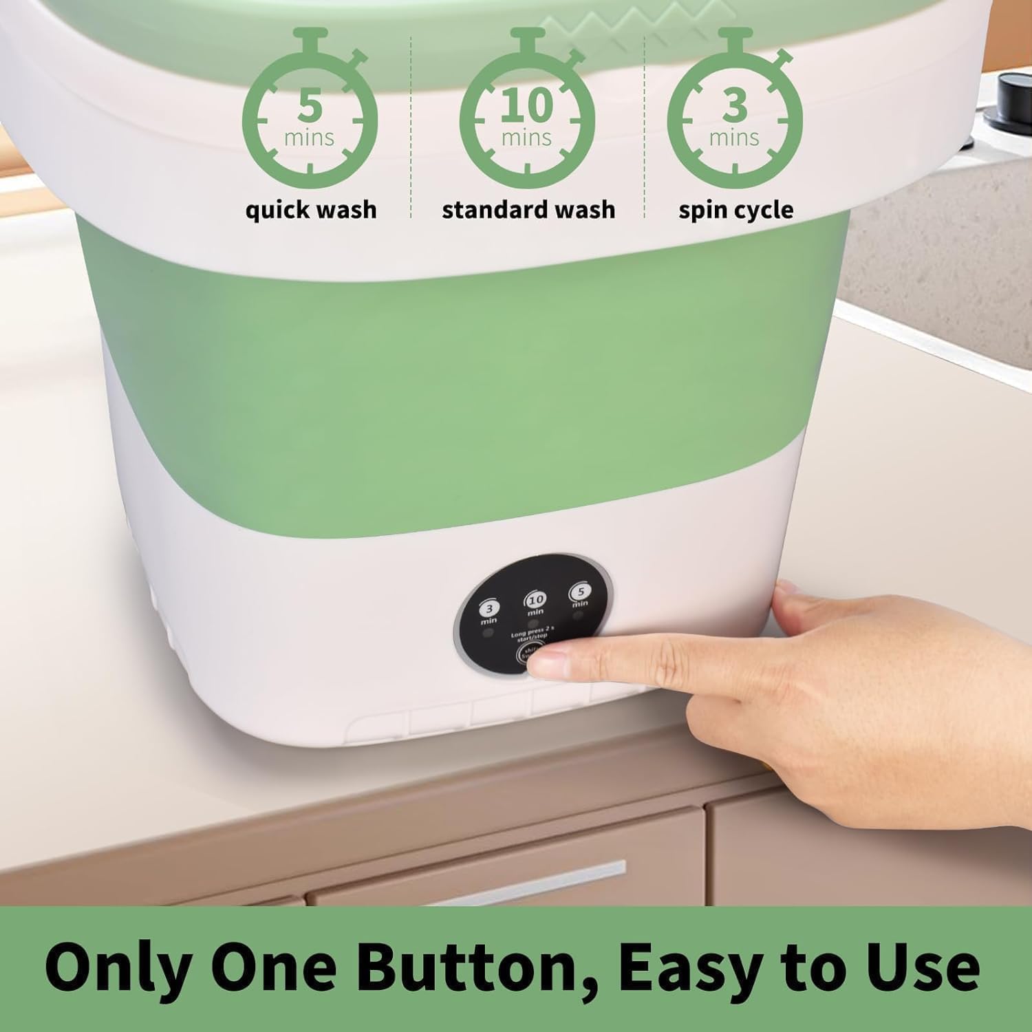 Portable Washing Machine, 16L Upgraded Mini Laundry Machine with Spin Basket, 3 Cleaning Modes Suitable for Small Clothes, Foldable Design Ideal for Home, Campain, Hotel and Apartment