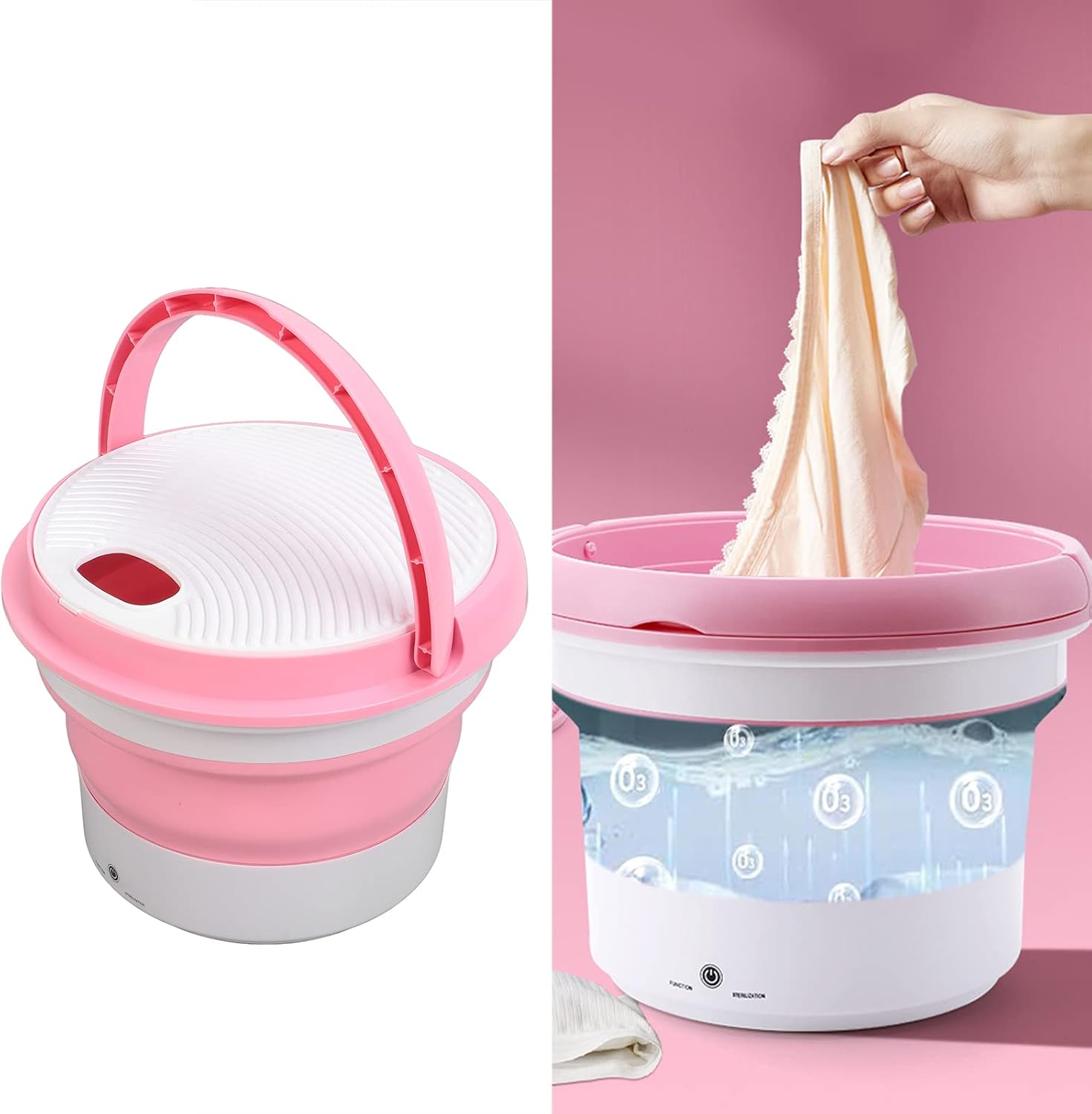 Portable Washing Machine, Ozone Cleaning Underwear Washer Mini Folding Washing Machine Foldable Bucket Washer Compact Laundry Machine for Baby Clothes, Small Items, Camping, Travel(#1)