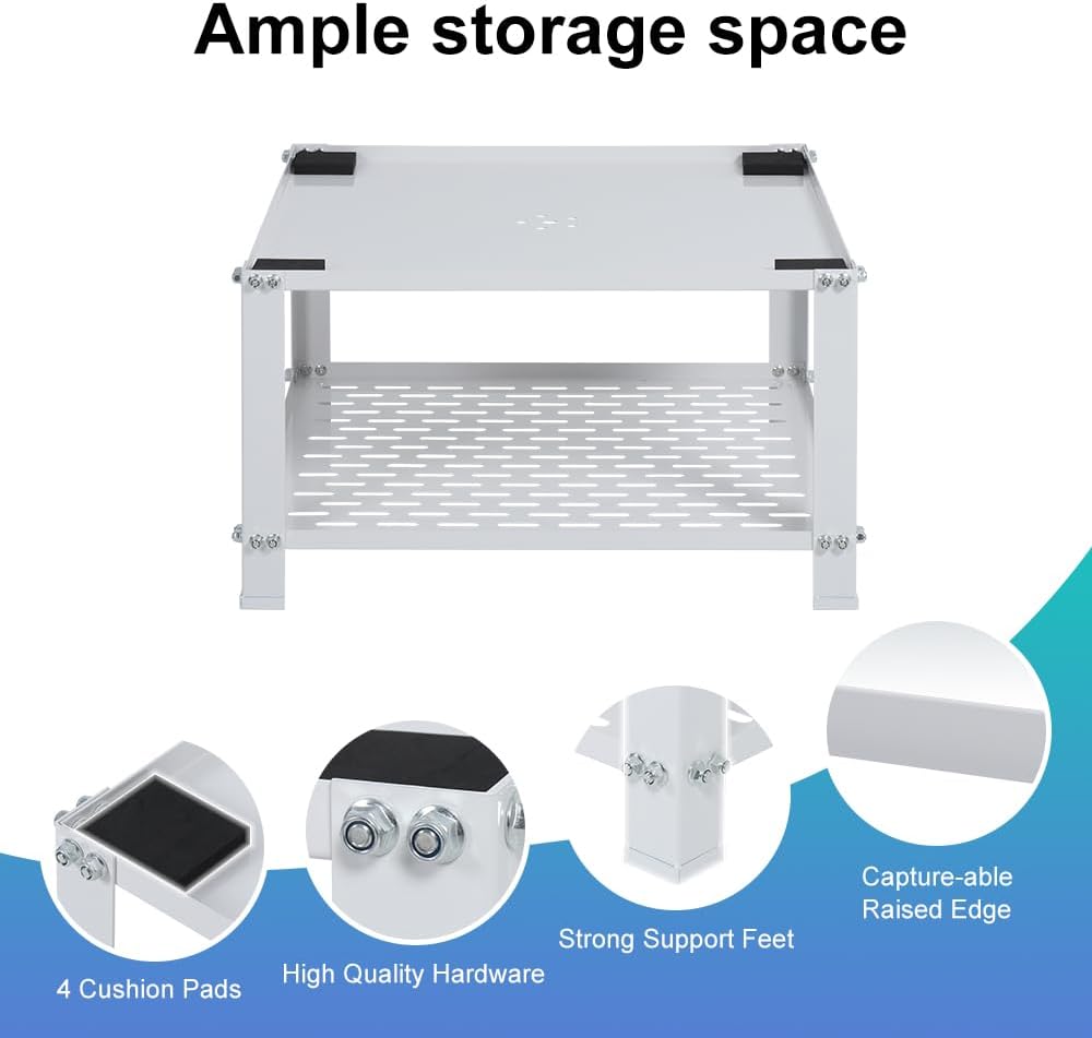 LUCKUP Laundry Pedestal with Storage Shelf-Universal Washing Machine Stand Heavy Duty Metal Base, 27.5W*27.5L*15.75H, Universal Fit 700lbs Capacity, Suitable for Dryer and Fridge