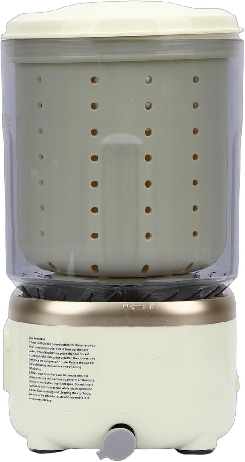 Portable Mini Washing Machine, 2L Spin Dry Rechargeable Cordless Underwear Washing with Machine 3000mAh Battery, Underwear Washer for Apartment Dorm RV Travel Hotel Use (Beige)
