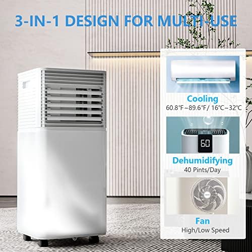 ARLIME 8000 BTU Portable Air Conditioners, 3-in-1 AC Cools up to 250 sq. ft. Freestanding Air conditioner unit w/Fan & Dehumidifier, Remote Control, Window Mount Kits for Home Office