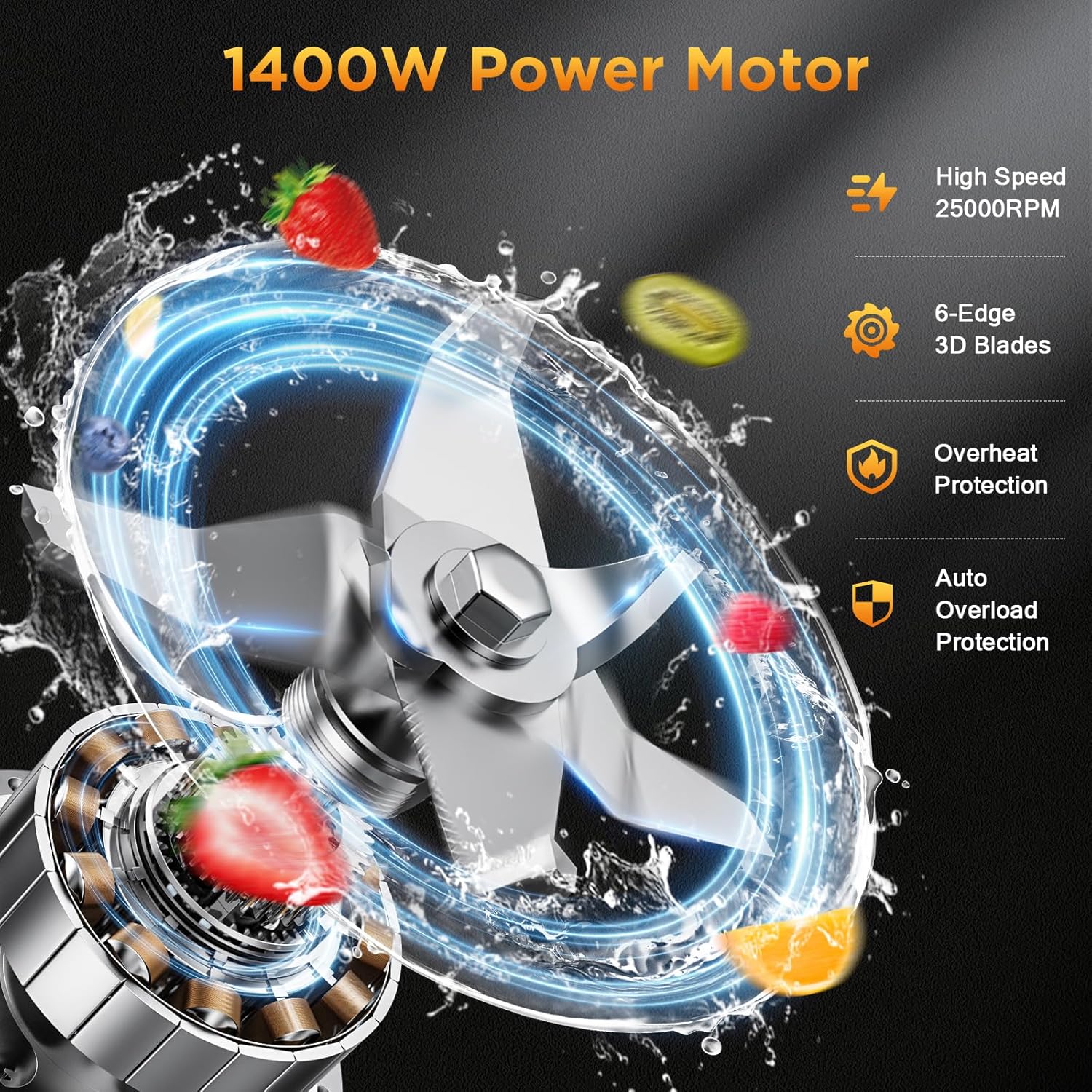 Blender for Smoothies 64 oz Capacity Countertop Blenders for Kitchen Powerful Smoothie Blender with BPA Free Container, Ice Crushing, Frozen Drinks, Puree, Protein Shakes,Dishwasher Safe