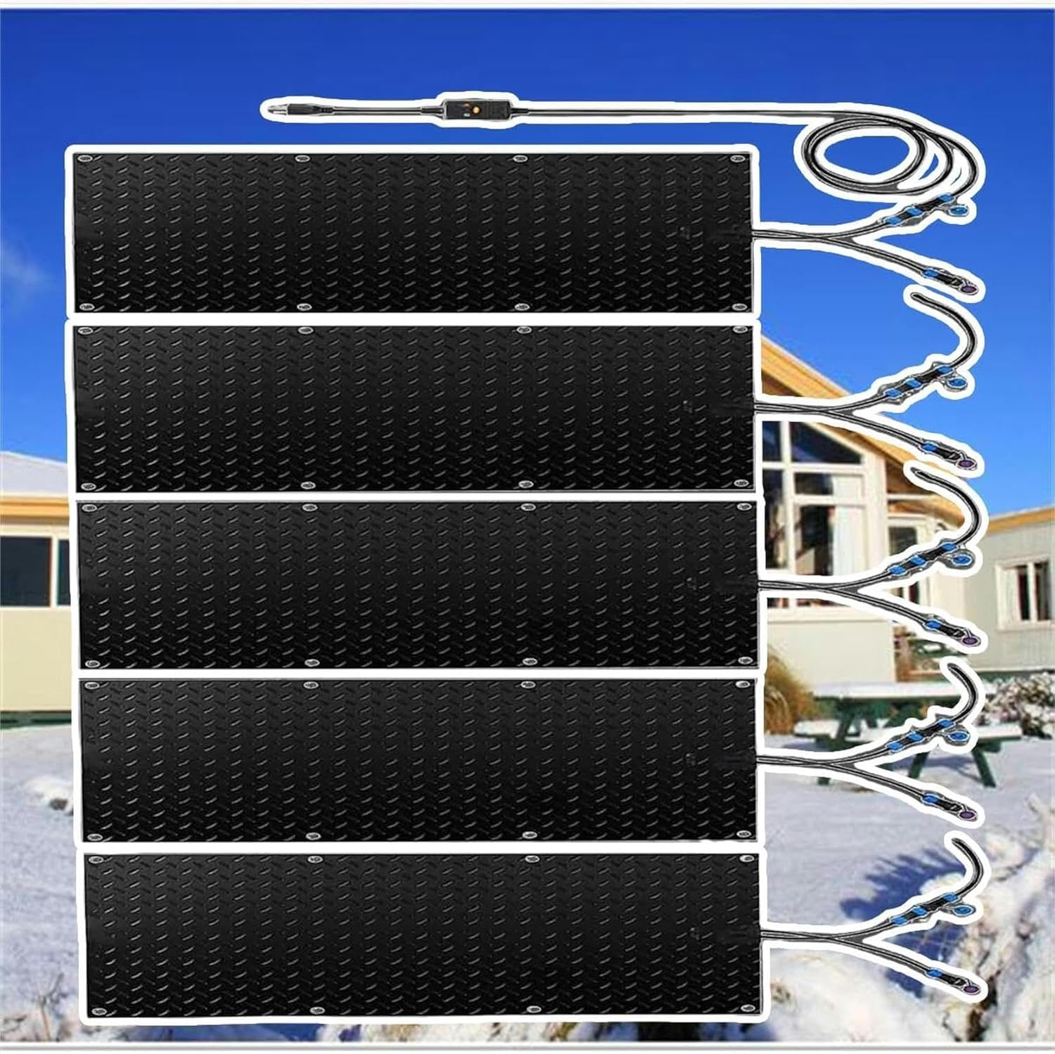 AMNOOL Snow Melting Walkway Mat Roof Heat Panel for Ice Dams Non Slip Rubber Heated Mat Black Roof Heated Outdoor Mats for Winter