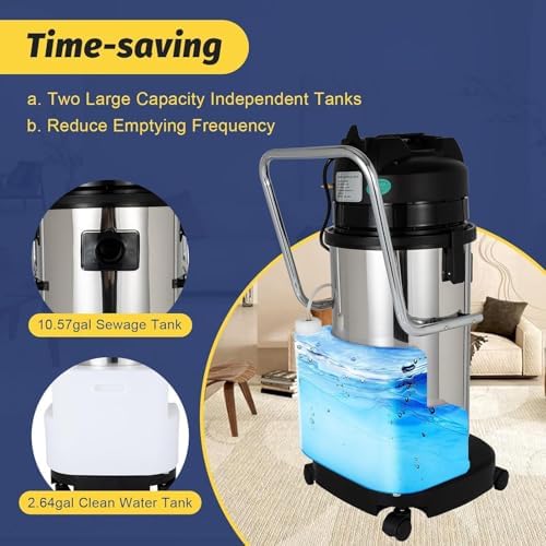 3-in-1 Portable Carpet Cleaner, Heavy Duty Upholstery Cleaning Machine with Dual Water Tanks, Powerful Commercial 30L Carpet Extractor for Deep Cleaning