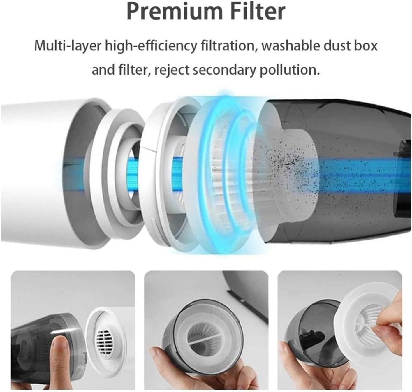 70W Car Vacuum Cleaner Absorbing Pressure 5500pa car Vacuum Cordless Small Mini Handheld Car Vacuum Cleaner for Car (Color : B)