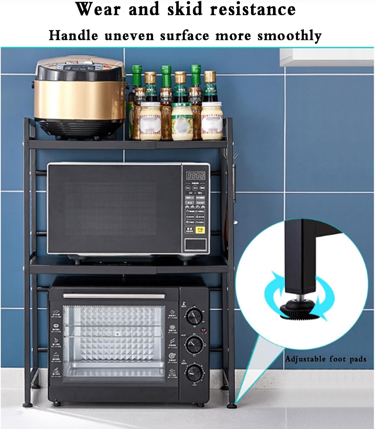 SepKus Adjustable Air Fryer Appliance Rack, Heavy Duty Stand Kitchen Counter Organizer, Small Appliance Organization, Pantry Shelf Organizers for Kitchen Counter Organization, White