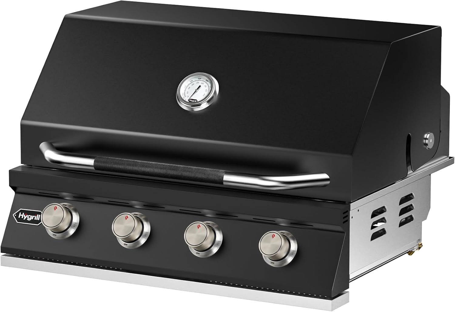 Hygrill 32-Inch Built In Grill for Liquid Propane, Stainless Steel Outdoor Kitchen 4-Burner Grill Head, Black