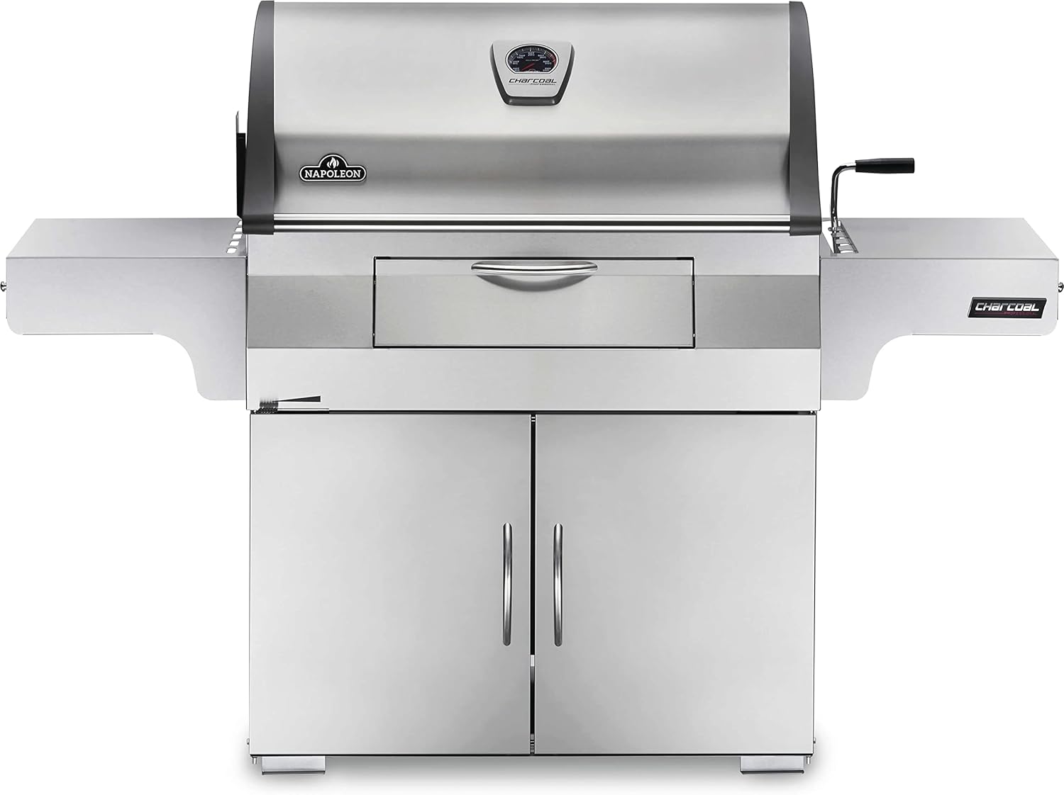 Napoleon Stainless Steel PRO 605 Charcoal Professional BBQ Grill - PRO605CSS - Professional Style Charcoal Barbecue Grill, Full Size Cart Model Charcoal BBQ, Smoker Charcoal BBQ