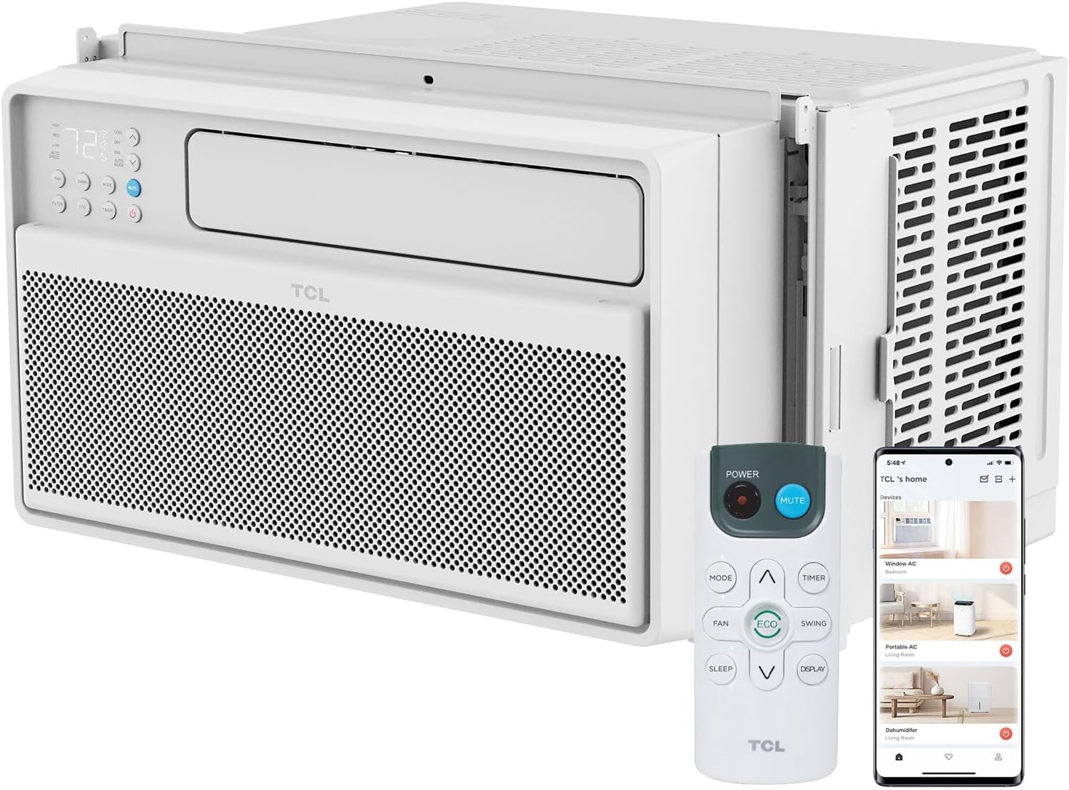 TCL 8,000 BTU Q-Series Smart Inverter Window AC, 115V, Inverter AC for Rooms up to 350-Sq. Ft., Ultra-Quiet 40dB, 38% Energy Saving, EZ Install, Open-able Window, Works with Alexa and Google Assistant