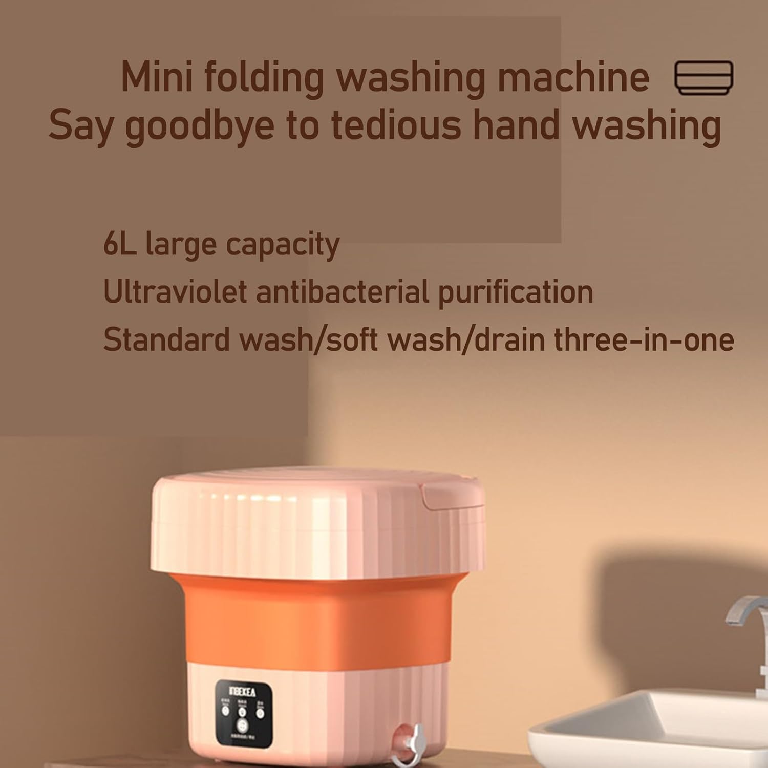 DELURA Portable Washing Machines, Foldable Mini Compact Washing Machine for Underwear or Small Items, Apartment, Dorm, Camping, RV Travel Laundry (Color : A)