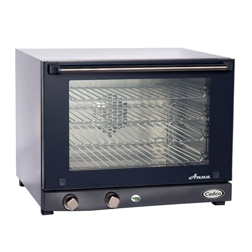 Cadco OV-023 Compact Half Size Convection Oven with Manual Controls, 208-240-Volt/2700-Watt, Stainless/Black, For Commercial Use, 120 lbs.