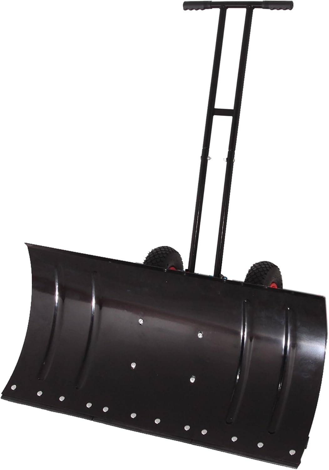 30 inch Wheeled Snow Shovel, Heavy 5-Angle Adjustable Handle Snow Shovel, 10 inch Anti-Skid tire, Foam Handle, Light Aluminum Frame, Fast Snow Removal, Black (Double Rod)