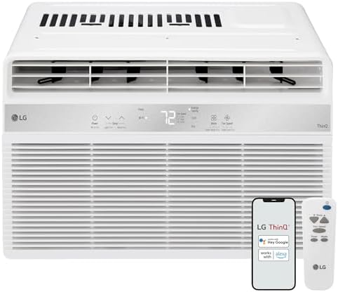LG 8000 BTU Window Air Conditioner [2024 New] Remote Control WiFi Enabled App Washable Filer Ultra-Quiet Cools 350 Sq. ft for Small & Medium Room AC Unit air conditioner Easy Install White LW8024RSMX