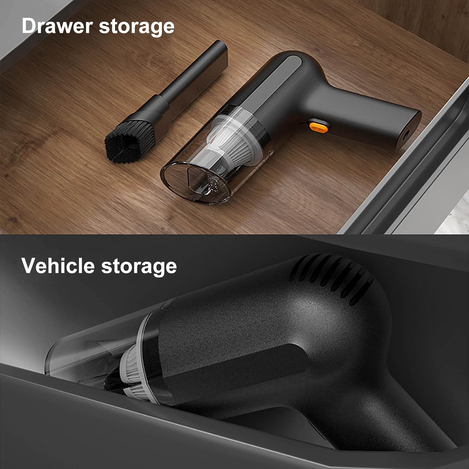 Portable Wireless Car Vacuum Cleaner Handheld Powerful Vacuum Cleaner for Car Cordless Home Appliance Car Products Mini Cleaner,Orange