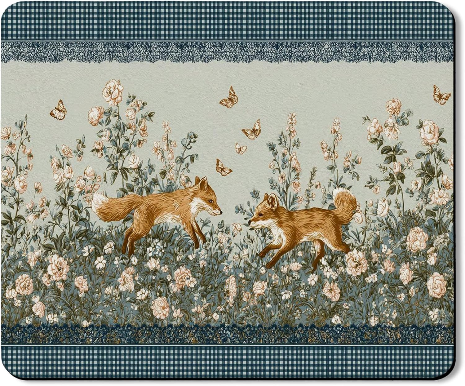 Floral Washer Dryer Top Protector Mat, Vintage Floral Laundry Machine Dust Cover, Spring Garden Design Rubber Anti-slip Waterproof Washer And Dryer Mats for Laundry Room 20x24 Inch