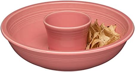 Fiesta® 2-Piece Chip and Dip Set 12 7/8” – Durable Ceramic, Lead-Free, Dishwasher/Microwave/Oven Safe – Made in USA - Peony