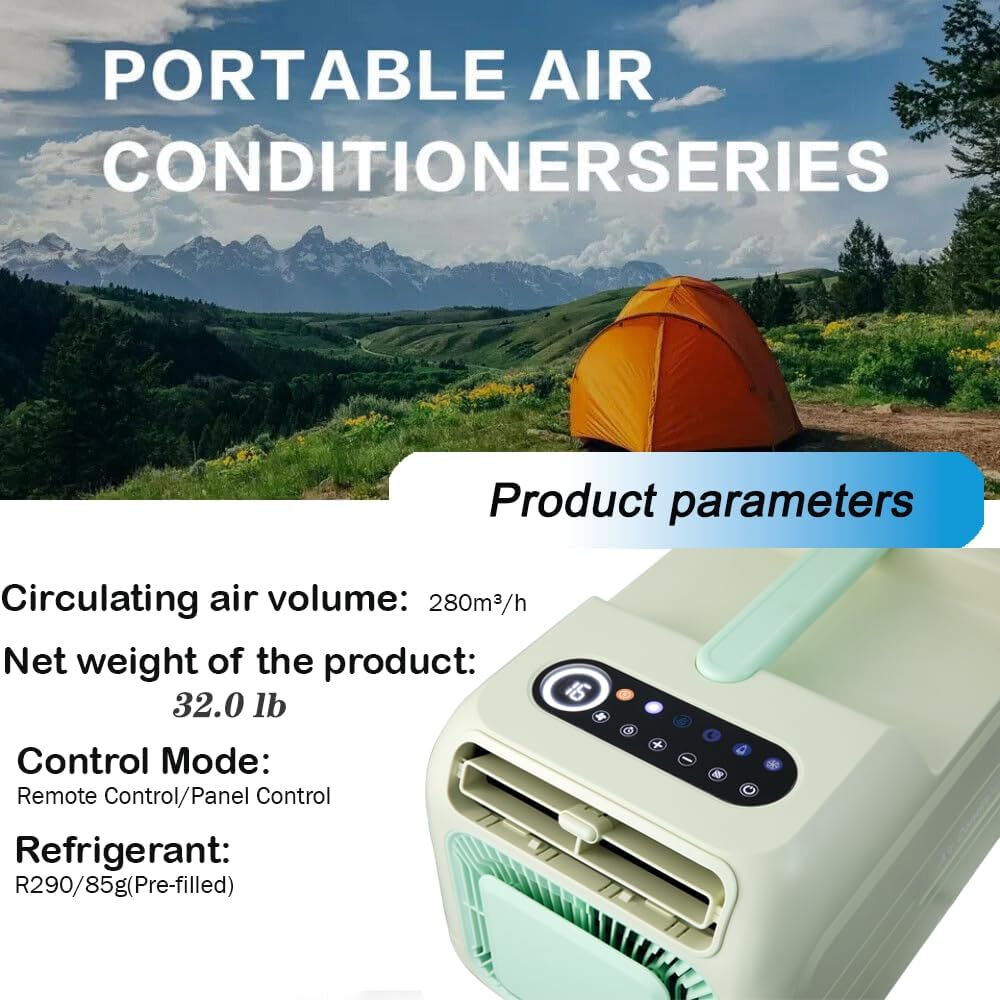 Heating And Cooling 110V 4500 BTU Portable Camping Air Conditioner For Tent Outdoor and Indoor Use,Suitable For RV,Truck,Van and Car Airconditioning (green) (Green-Heating & Cooling)
