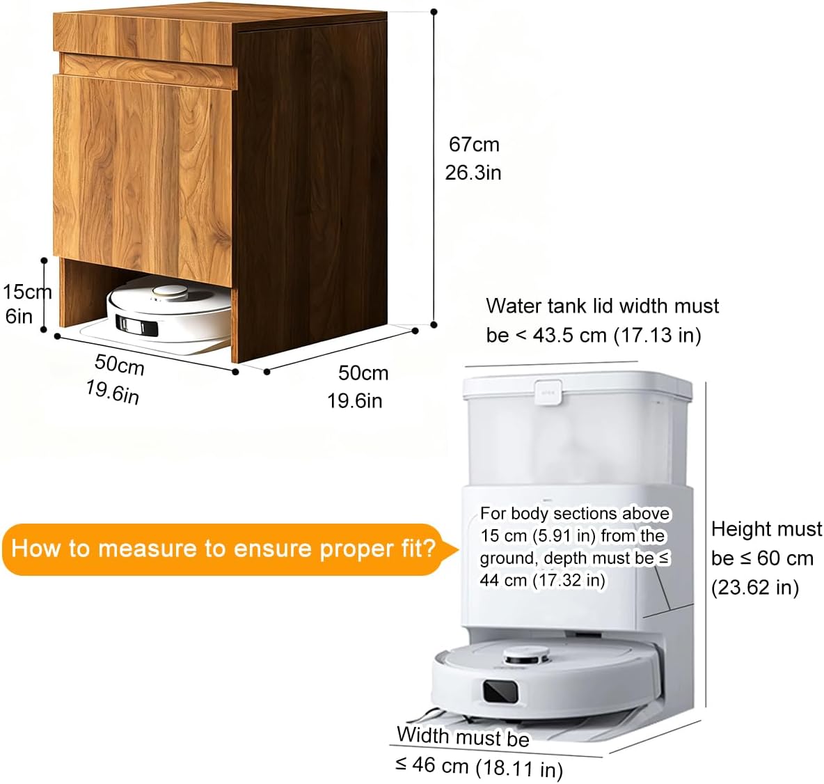 Robot Vacuum Stand Hidden Cabinet, Storage Cabinet with Doors for Robot Vacuum Cleaner,Household End Side Table,Wood Freestanding Rack Space Saver for Home Office (Brown)