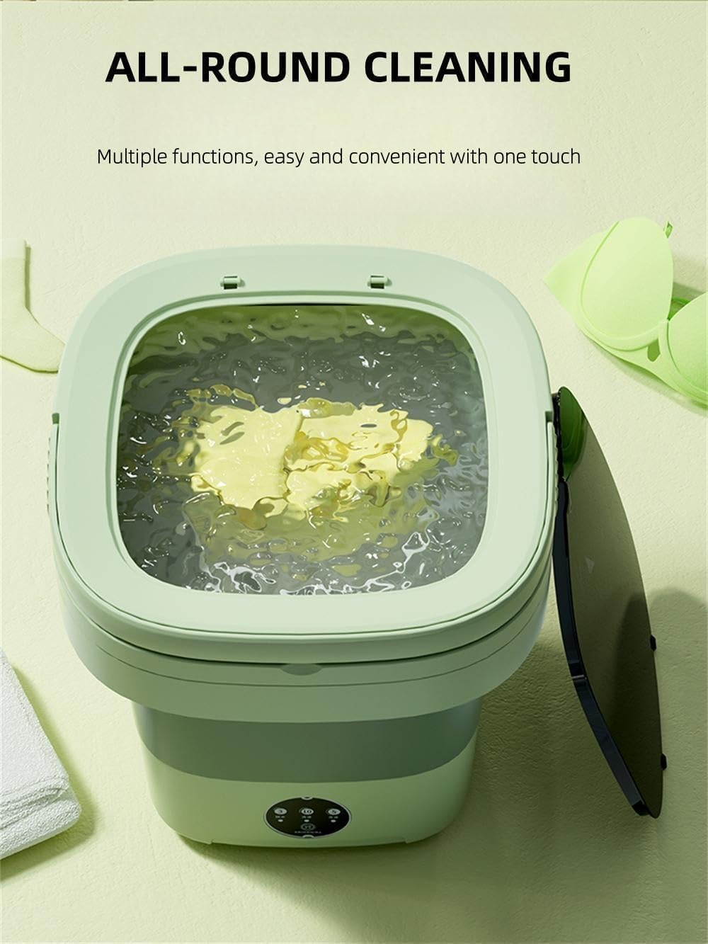 Portable Washing Machine, Mini Washer,16L Upgraded Large Capacity Foldable Washer.Deep Cleaning of Underwear, Baby Clothes and Other Small Clothes.Suitable for Apartments, Dormitories, Hotels.(Green)