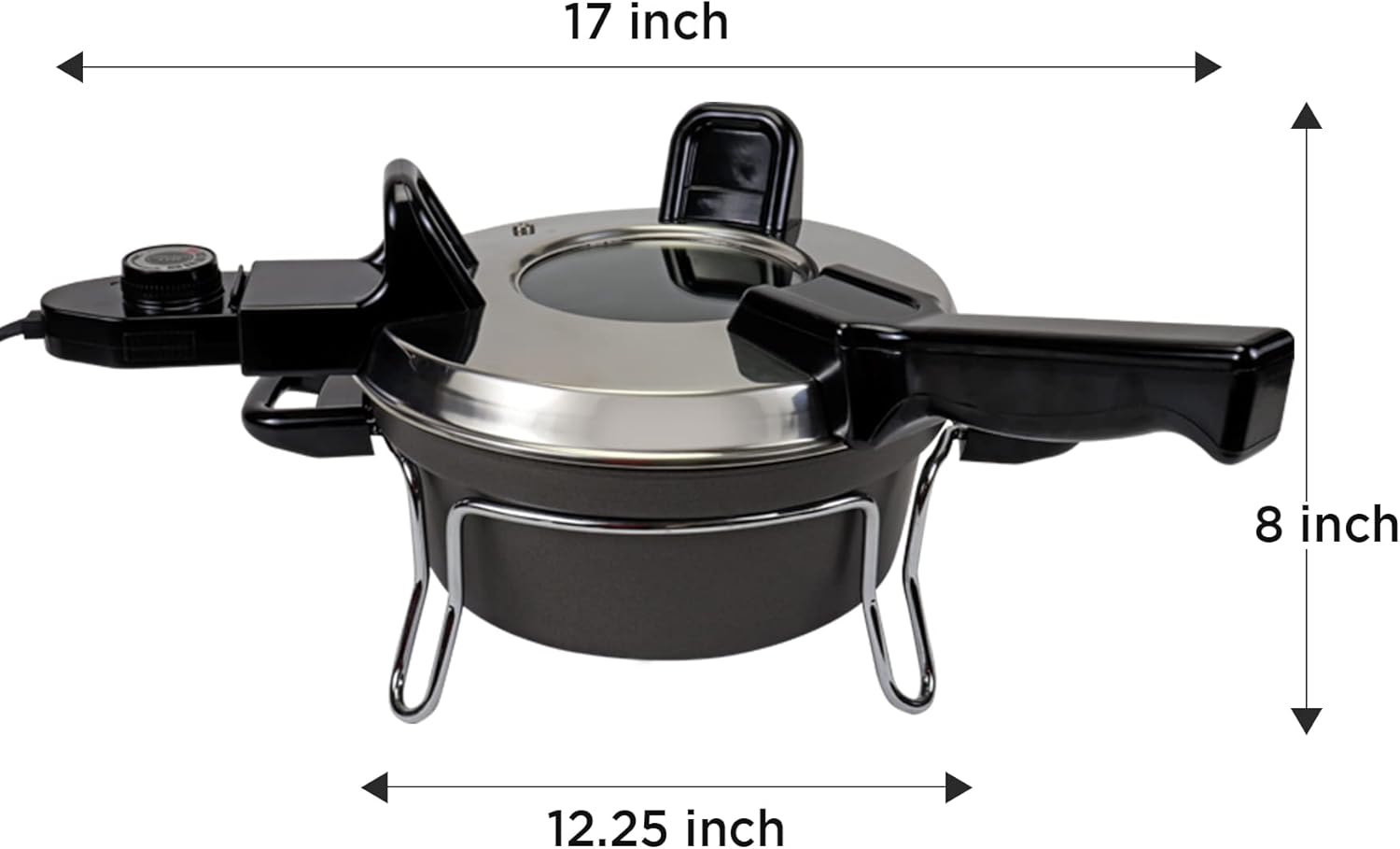 Total Chef Czech Cooker The Ultimate Electric Oven with Adjustable Thermostat Versatile Cooking Options Efficient Heating Non-Stick Pot Portable Design and Heat-Safe Stands