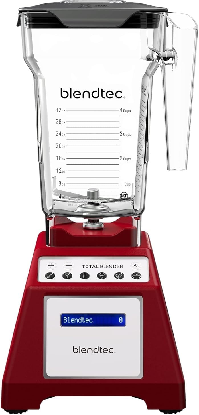 Blendtec Total Classic Original Blender & 75 oz FourSide Jar - Kitchen Blender Bundle - Red