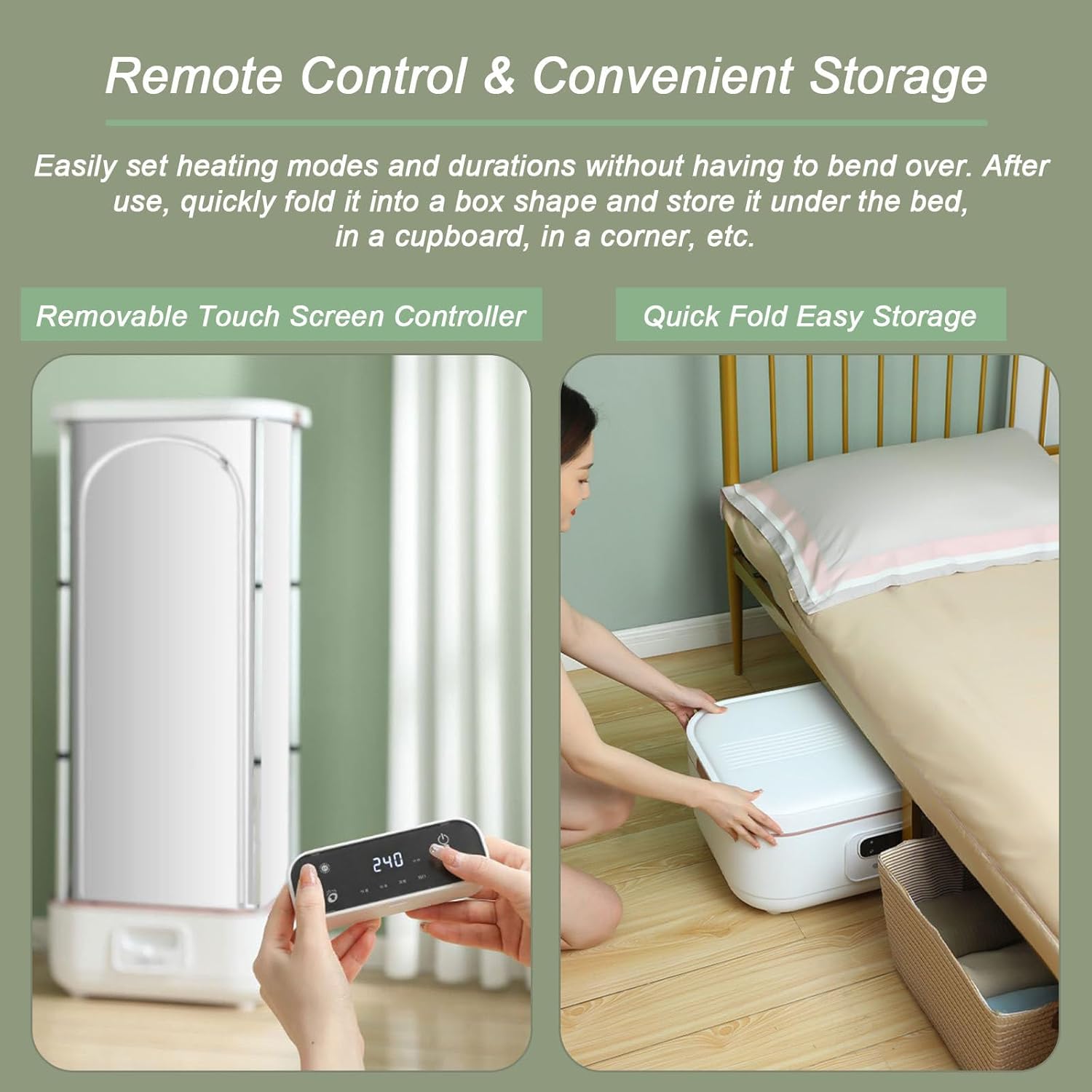 Folding Clothes Dryer, Portable Drying Machine with Timer, 59 Inch Laundry Drying Wardrobe with Large Capacity, for Travel/Camping/Business/Household Use, with Touch Control Panel