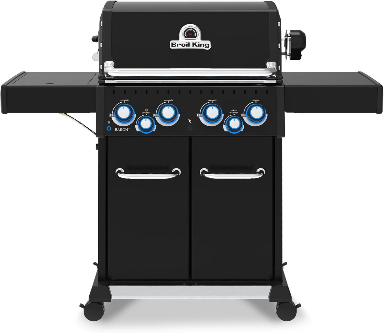 Broil King 674147 Baron 490 Pro Shadow 4-Burner Natural Gas Grill in Black with Side Burner and Rear Rotisserie Burner