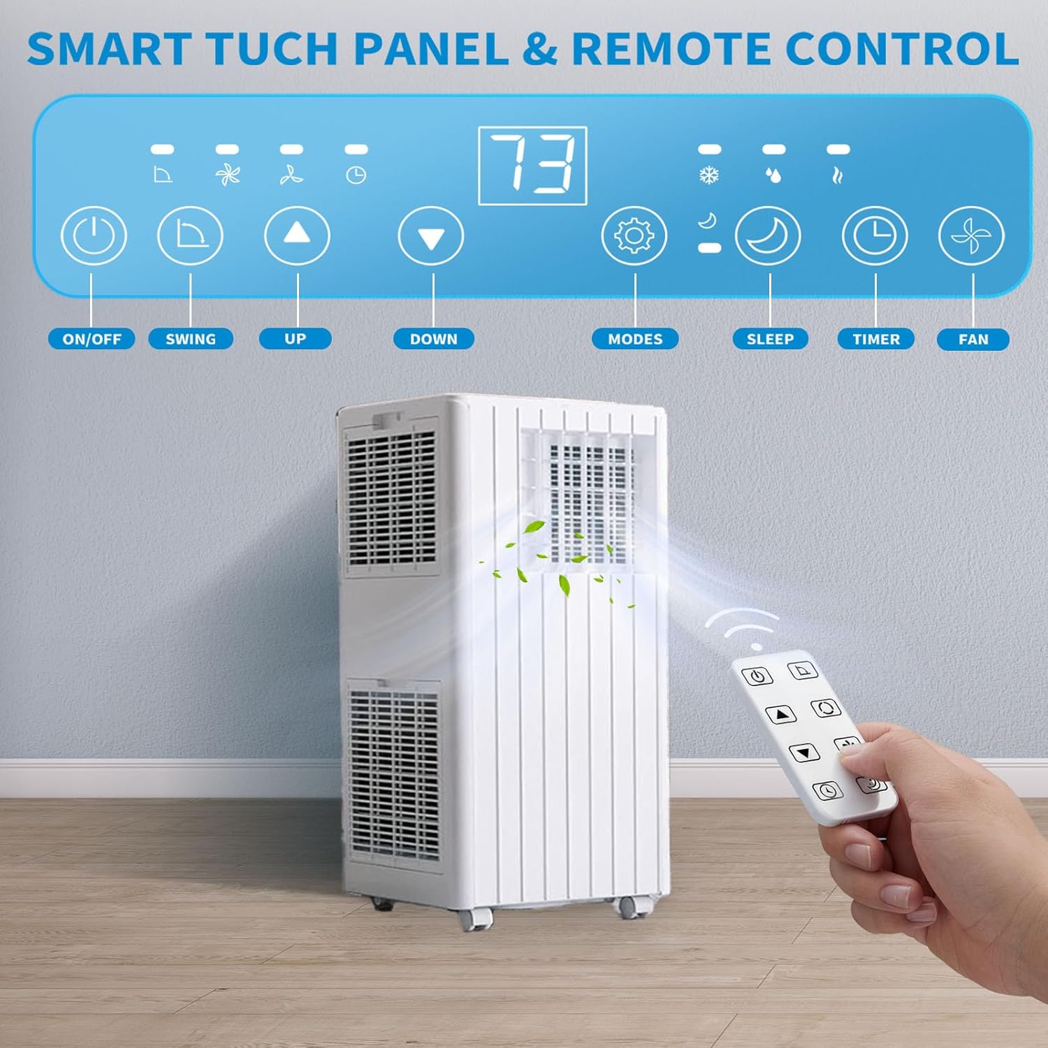 PioneerWorks Portable Air Conditioners 8000 BTU, Cools up to 350 Sq. Ft 3-in-1 Mobile AC for Room with Dehumidifier Fan Sleep Mode, 24H Timer, Remote Control, and Window Installation Kit Included