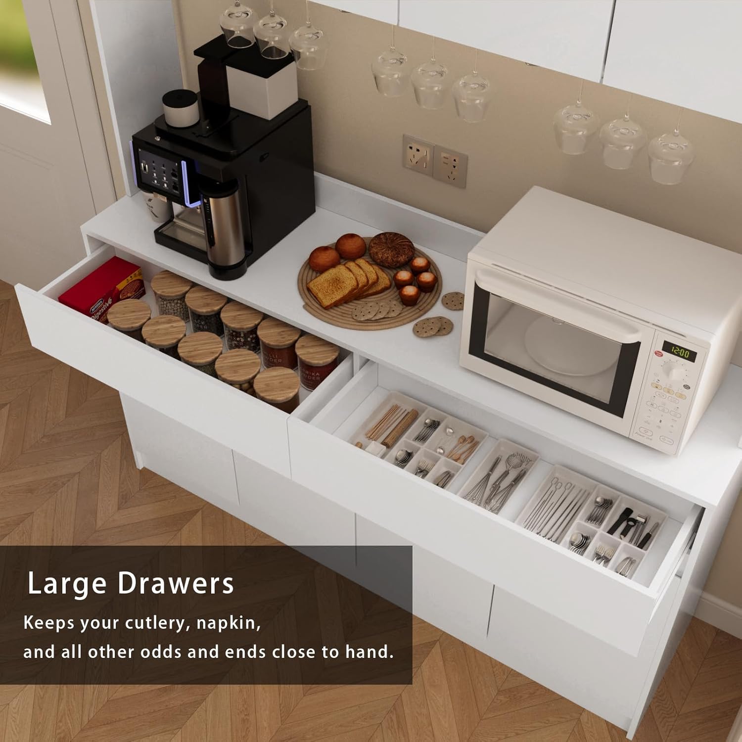 Kitchen Hutch Storage Cabinet, 63