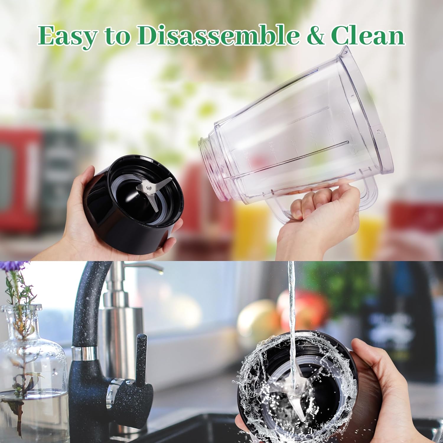 Kitchen Blender, 500W Countertop Blender with 52oz Plastic Jar for Smoothies Milkshake Desserts Nut Butter, Cocktails Sauces (Red)