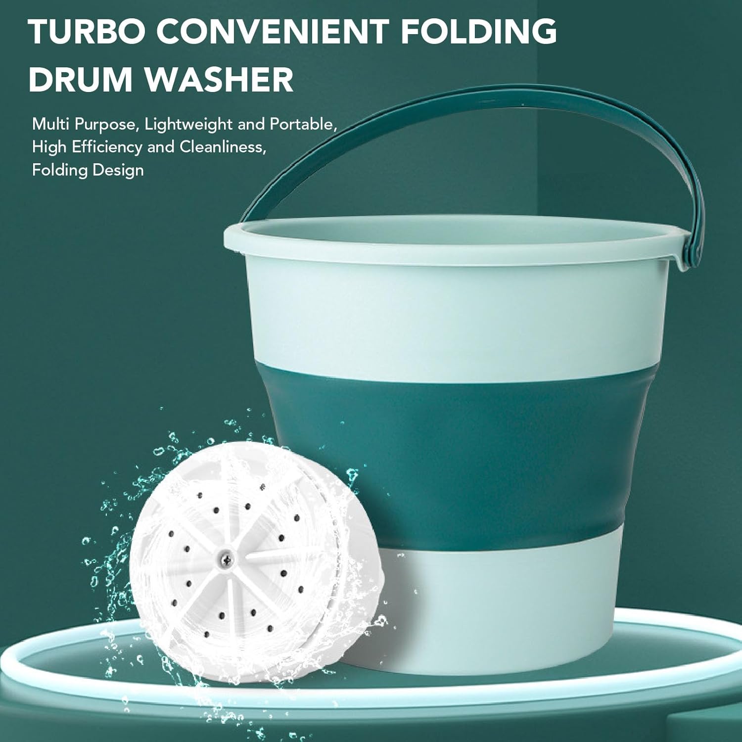 Portable Washing Machine, Foldable Space Saving Easy Using Mini Automatic Clothes Washer Tub Rotary Travel Laundry Bucket for Underwear,Baby Clothes,Socks