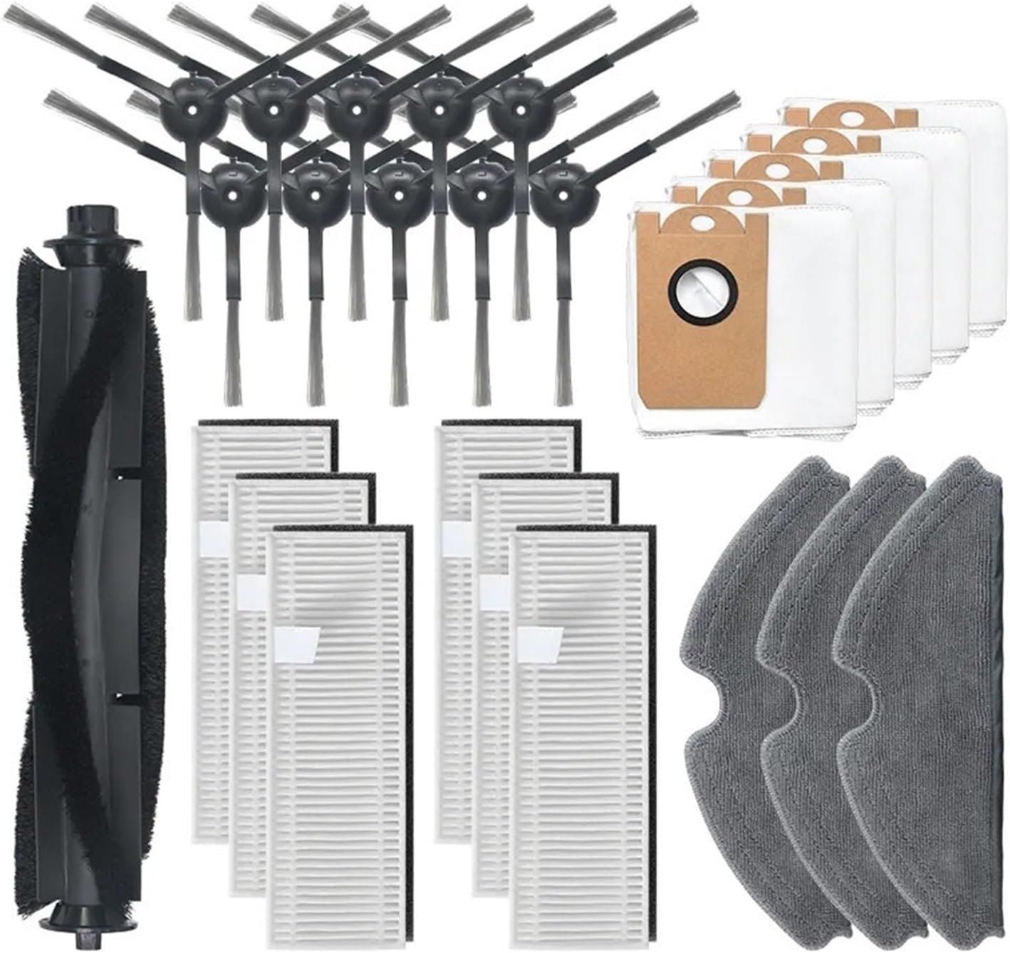 Compatible for Proscenic M7 PRO/Kyvol Cybovac S31 /Uoni V980 Plus/Honiture Q6 Vacuum Cleaner, Main/Side Brush HEPA Filter Dust Bag Parts (Color : AS Shown 16)