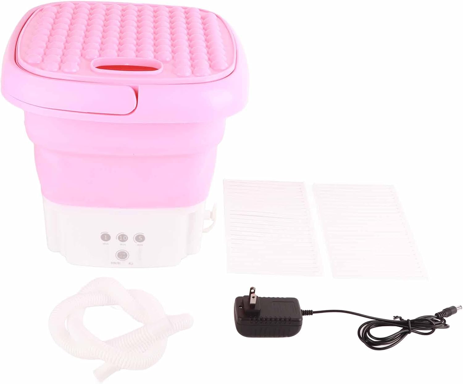 Restokki Folding Portable Washing Machine with 3 Modes, Deep Cleaning, Semi-Automatic, and Self-Draining, US Plug 110-240V(Pink)