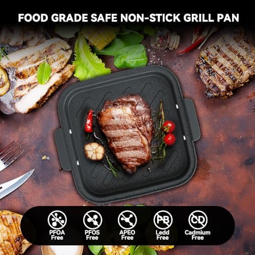 Astralship Glass Air Fryer, 2-in-1 Flip Airfryer & Grill Combo, Non-Toxic Teflon Free (No Plastic Smell), 360° Visible Cooking, 7 Presets, Compact for 1-2 People, 5.5QT Total Capacity, Dishwasher Safe