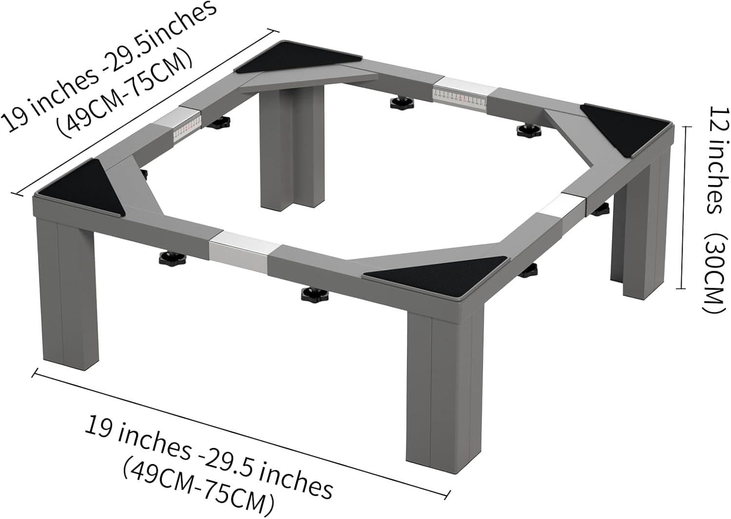 1200LB Heavy-Duty Stainless Steel Laundry Pedestal | Universal Riser for Front Load Washer & Dryer | Anti-Vibration Design, Tool-Free Install(Grey)
