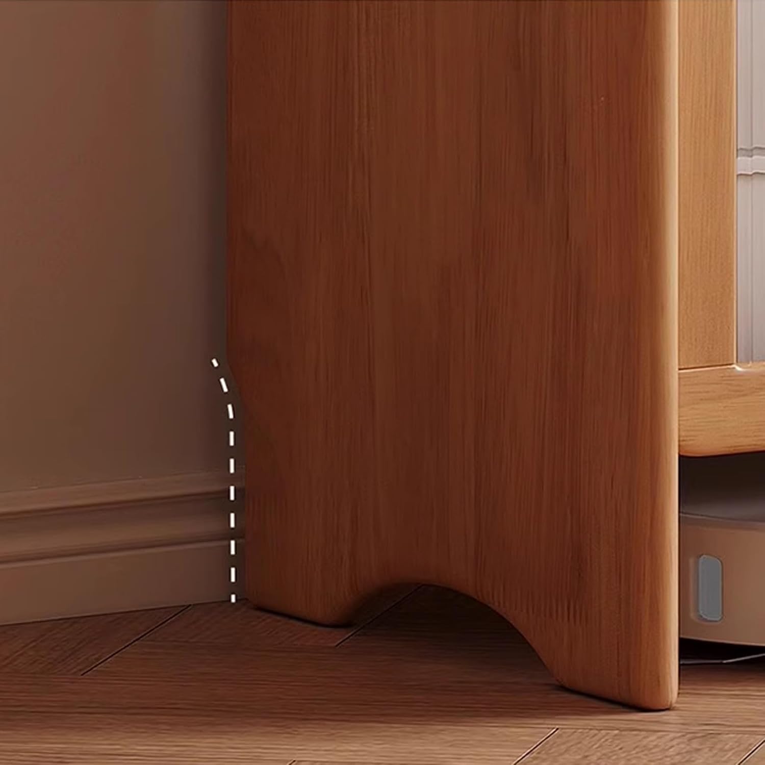 Robot Vacuum Stand Cabinet Wooden Sweeping Robot Storage Rack Side Table with Removable Shelf for Apartment Living Room Home Office 50 * 45 * 90cm(Natural)