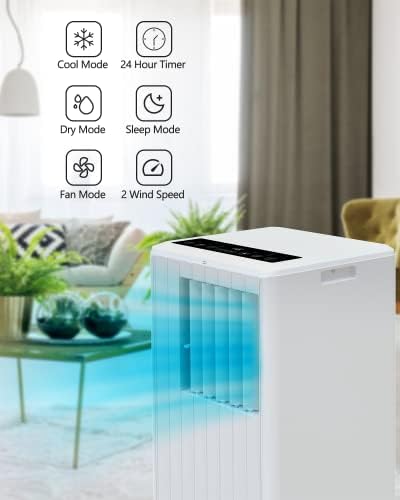 Portable Air Conditioners 8000 BTU Portable AC Unit for Room Bedroom up to 350 sq.ft, Standing Air Conditioner with Cool, Dehumidifier, Fan Modes Remote Control, Timer, Sleep Mode, Installation Kit