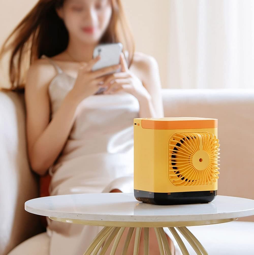 Portable Air Conditioner, Evaporative Air Cooler, Small Cooling Fan, 3 Speeds, 2000mAh Battery Powered & USB Rechargeable Mini Air Conditioner for Room Camping Car Office (Color : White)