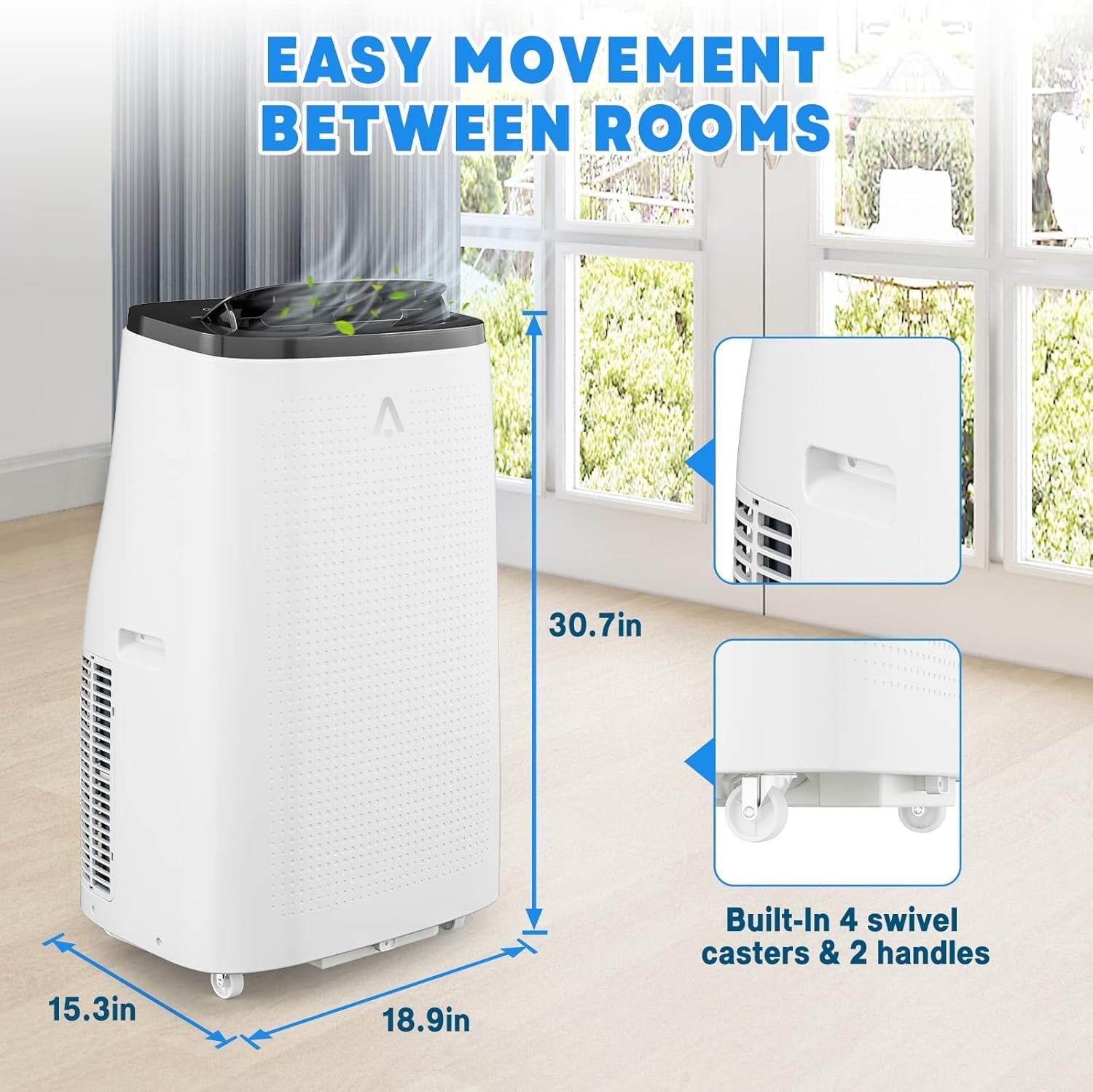 Portable Air Conditioner - 14,000 BTU, 3-In-1 Functionality (Cooling, Dehumidifier, Fan) for Rooms Up to 750 Sq. Ft. Includes Remote Control, Window Kit, and Is Perfect for Bedrooms, Apartments, or Sm