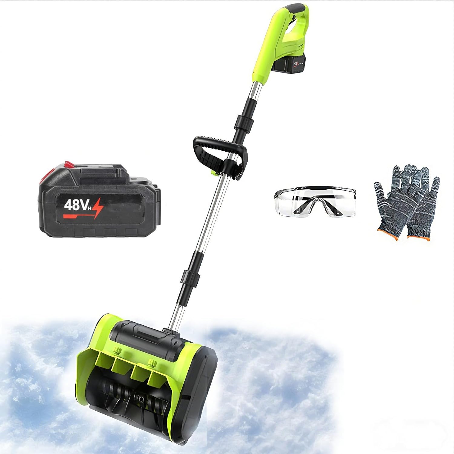 Snow Blower Electric Snow Shovel 25cm Wide Nylon Brush 16ft Throwing Distance 45°Adjustable Directional Plate for Driveway Patio Steps B