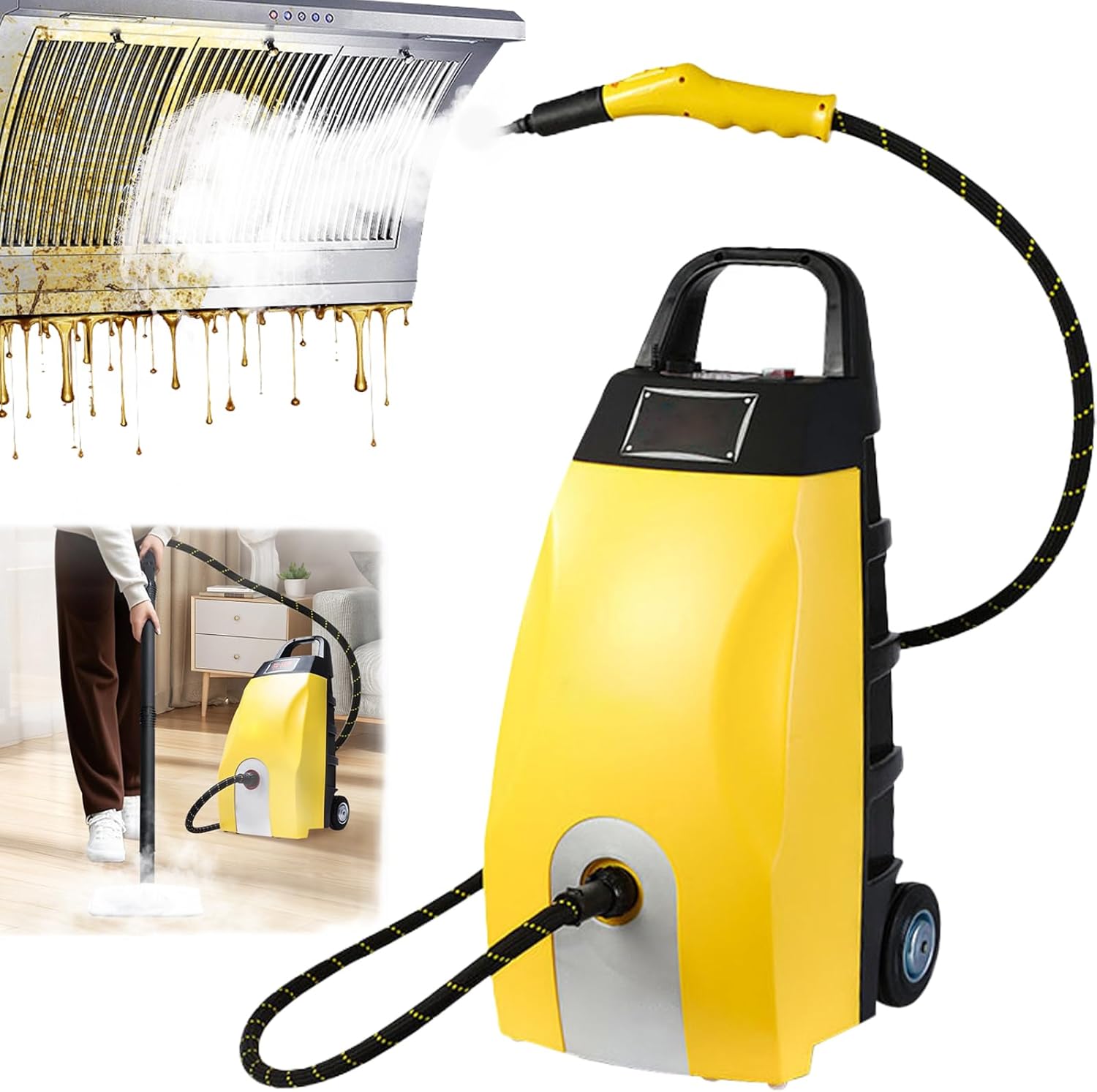 3000W High-Pressure Steam Cleaner-3.5L Large Capacity Steam Engine, Effectively Cleans Kitchen Grease, Carpets, Sofas, Mattresses and Tiles, Suitable for Home Use and Car Cleaning